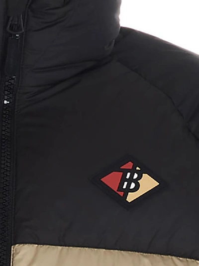 Shop Burberry Logo Colour Block Puffer Jacket In Multi