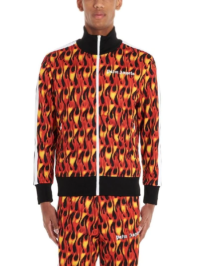 Shop Palm Angels Flames Logo Printed Track Jacket In Multi