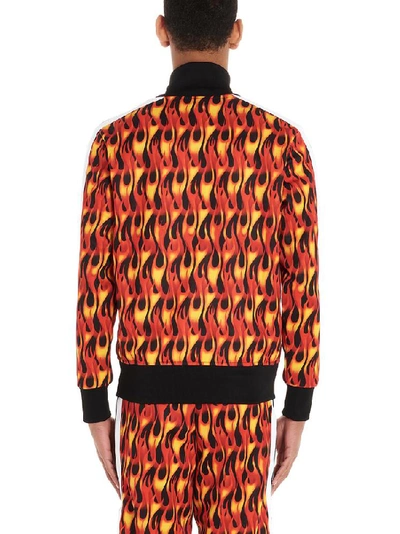 Shop Palm Angels Flames Logo Printed Track Jacket In Multi