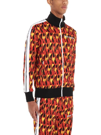 Shop Palm Angels Flames Logo Printed Track Jacket In Multi