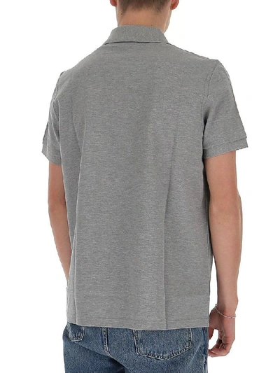 Shop Saint Laurent Cuffed Sleeves Polo Shirt In Grey