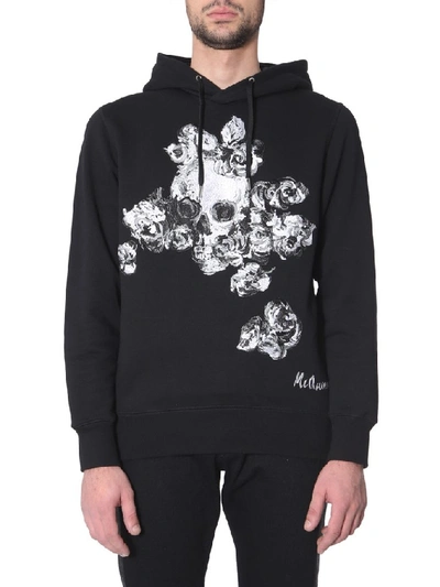 Shop Alexander Mcqueen Skull Print Hoodie In Black