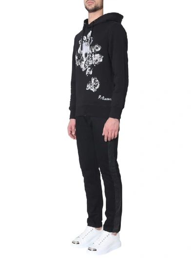 Shop Alexander Mcqueen Skull Print Hoodie In Black
