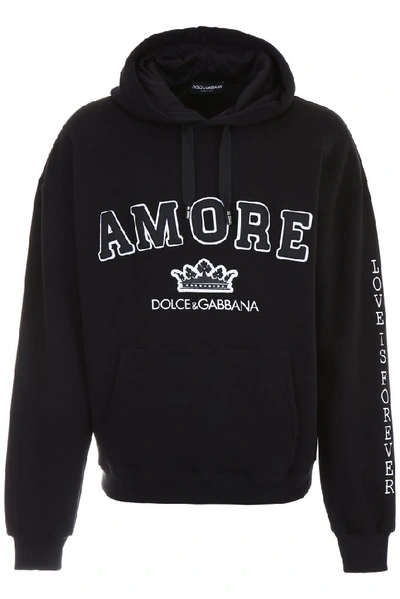 Shop Dolce & Gabbana Amore Hoodie In Black