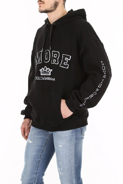 Shop Dolce & Gabbana Amore Hoodie In Black