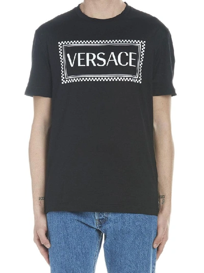 Shop Versace Logo Print T-shirt In Black