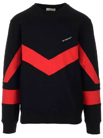 Shop Givenchy Logo Contrast Panelled Sweater In Black