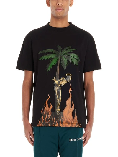 Shop Palm Angels Skeleton Logo Printed T In Black