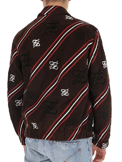 Shop Fendi Ff Karligraphy Diagonal Striped Jacket In Multi
