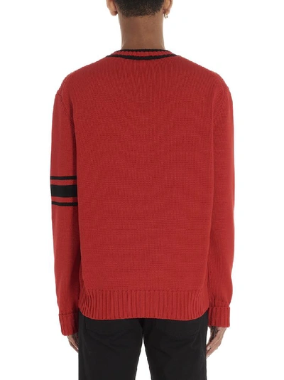 Shop Alexander Mcqueen Intarsia Logo Sweater In Red
