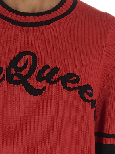 Shop Alexander Mcqueen Intarsia Logo Sweater In Red