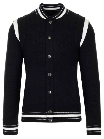 Shop Givenchy Logo Knitted Bomber Jacket In Black