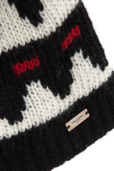 Shop Saint Laurent Knitted Beanie Hat In Multi