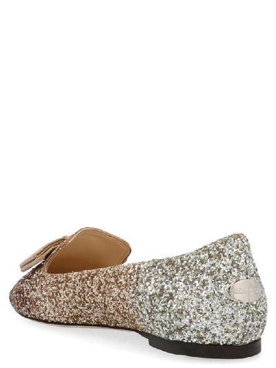 Shop Jimmy Choo Gala Glittered Ballerina Flat Shoes In Multi