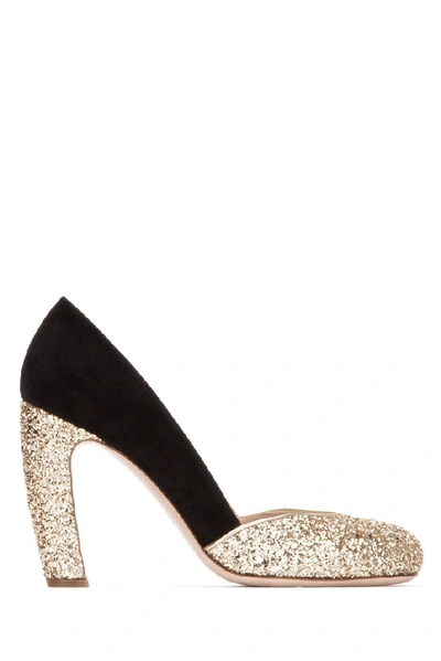 Shop Miu Miu Glitter Round Toe Pumps In F0u6f