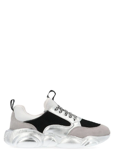 Shop Moschino Teddy Sole Sneakers In Silver