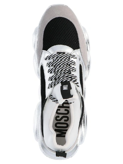 Shop Moschino Teddy Sole Sneakers In Silver