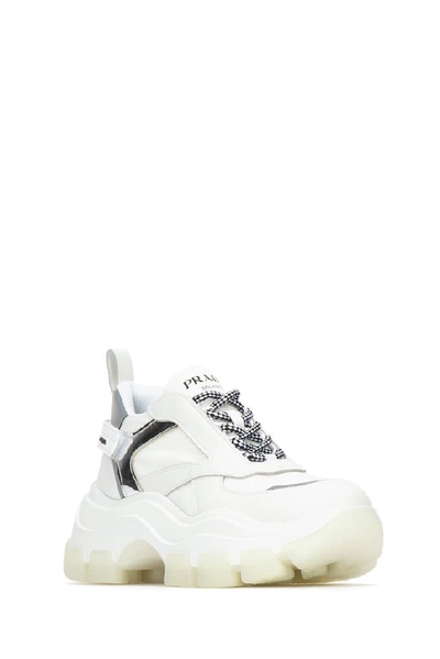 Shop Prada Panelled Platform Sneakers In White
