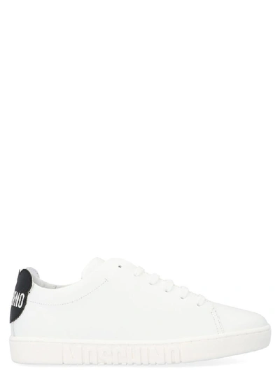 Shop Moschino Teddy Back Logo Sneakers In White