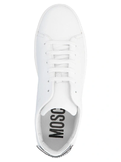 Shop Moschino Teddy Back Logo Sneakers In White