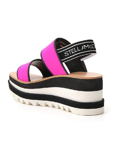 Shop Stella Mccartney Logo Strap Platform Sandals In Bubblegumblack