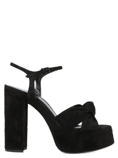 Shop Saint Laurent Bianca Knot Detail Sandals In Black