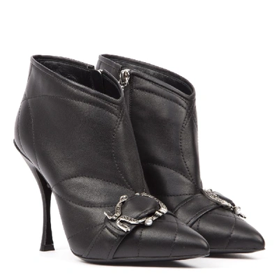 Shop Dolce & Gabbana Toe Buckled Ankle Heel Boots In Black
