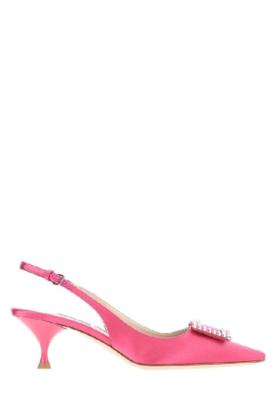 Shop Miu Miu Embellished Pointed Toe Slingback Pumps In F0029