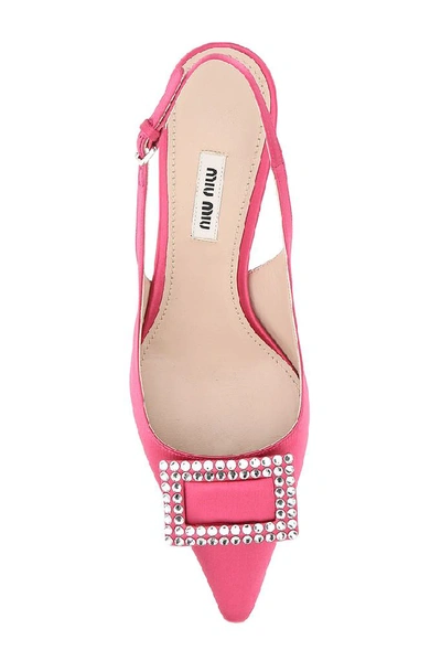 Shop Miu Miu Embellished Pointed Toe Slingback Pumps In F0029