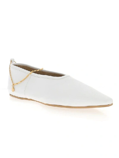 Shop Stella Mccartney Chain Ankle Strap Ballerina Flats In White