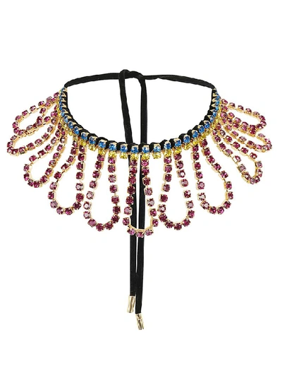 Shop Area Crystal Loop Fringe Choker In Multi