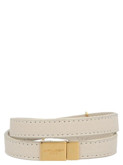 Shop Saint Laurent Ysl Monogram Wrap Bracelet In White