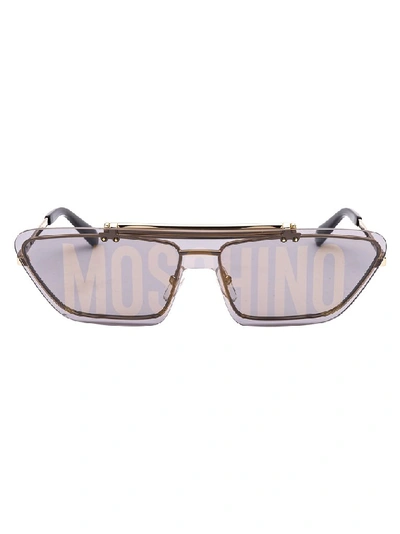 Shop Moschino Eyewear Rectangular Frame Sunglasses In Metallic