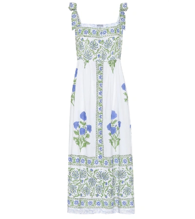 Shop Juliet Dunn Floral Cotton Midi Dress In White