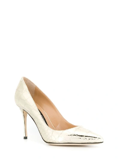Shop Sergio Rossi Pointed Toe Pumps In Gold