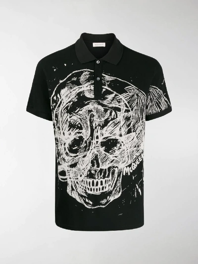 Shop Alexander Mcqueen Skull Print Polo Shirt In Black
