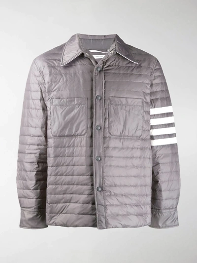 Shop Thom Browne Quilt Down Fill 4 Bar Shirt Jacket In Grey