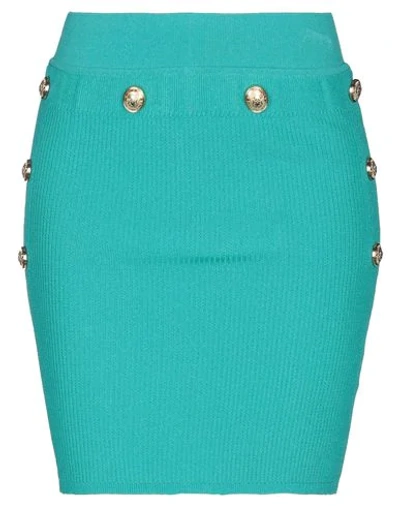 Shop Balmain Mini Skirt In Turquoise
