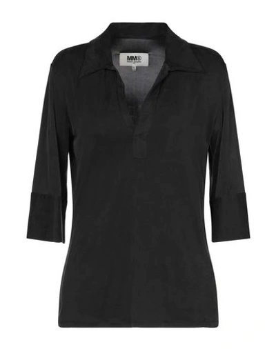 Shop Mm6 Maison Margiela Polo Shirts In Black