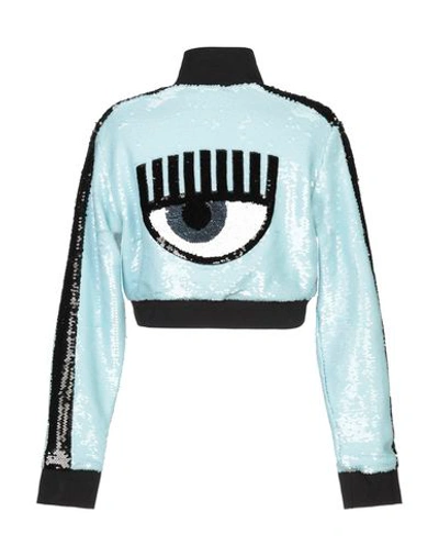 Shop Chiara Ferragni Woman Jacket Sky Blue Size M Polyester, Polyethylene