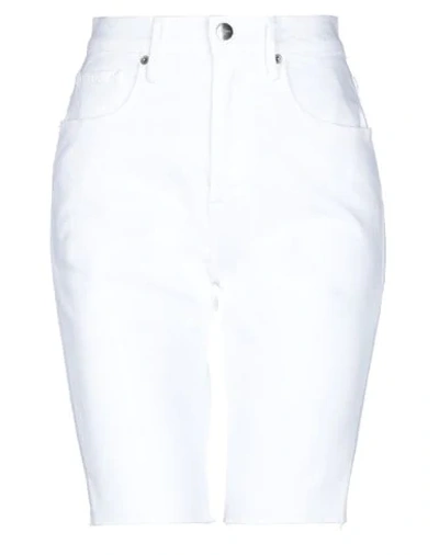 Frame Woman Denim Shorts White Size 26 Cotton, Elastane In White