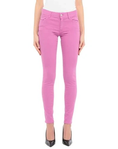 Shop Just Cavalli Woman Jeans Light Purple Size 26 Cotton, Elastane, Metallic Fiber, Polyamide, Cellulose