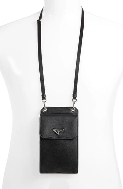 Shop Prada Over Neck Travel Wallet In Nero