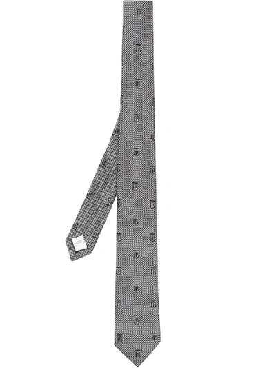 Shop Burberry Monogram Print Tie In Grey