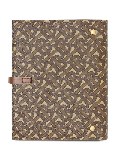 Shop Burberry Monogram Print Notebook Cover In Brown