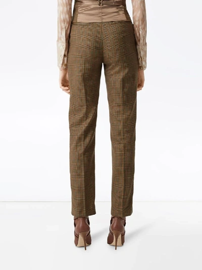 Shop Burberry Houndstooth Check Tailored Trousers In Brown