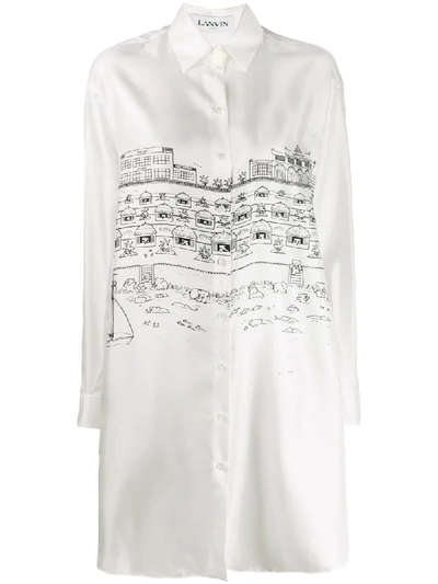 Shop Lanvin Cityscape Shirt Dress In White