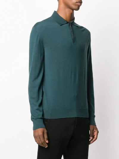 Shop Ermenegildo Zegna Knitted Polo Shirt In Green