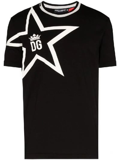 Shop Dolce & Gabbana Star Logo Print T-shirt In Black