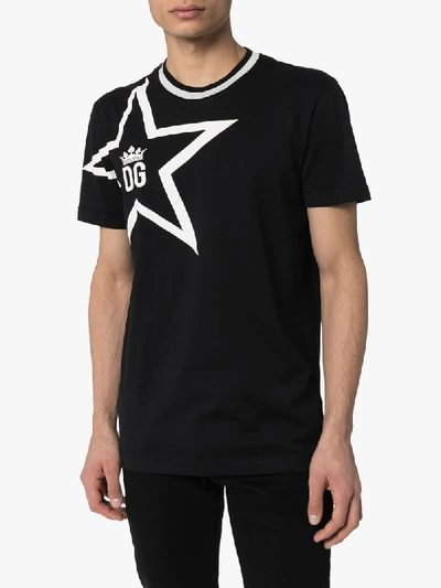 Shop Dolce & Gabbana Star Logo Print T-shirt In Black